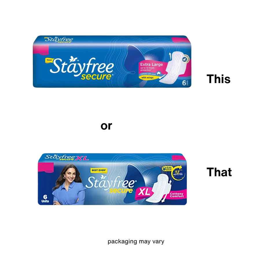 Stayfree Secure Sanitary Pads | XL | 6 pcs