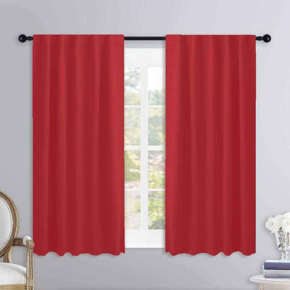 Lushomes Curtain - Red | Cotton Rod Pocket | 5 ft Long | 54 x 60 inch
