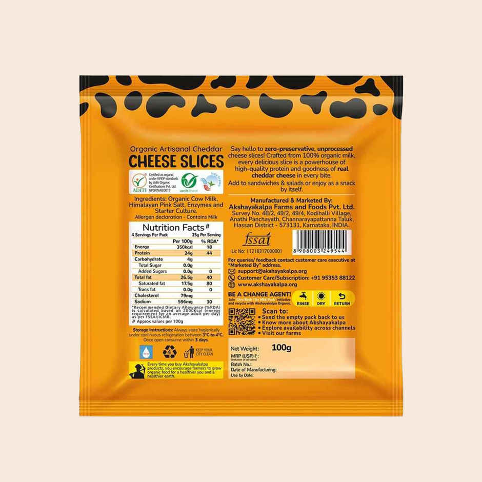 Akshayakalpa Organic Artisanal Cheddar Cheese Slices