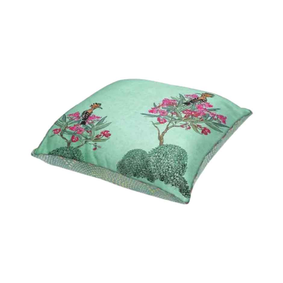 Bianca Designer Reversible Printed Silk Linen Cushion Covers | 16 X16 Size | Mint, Teal