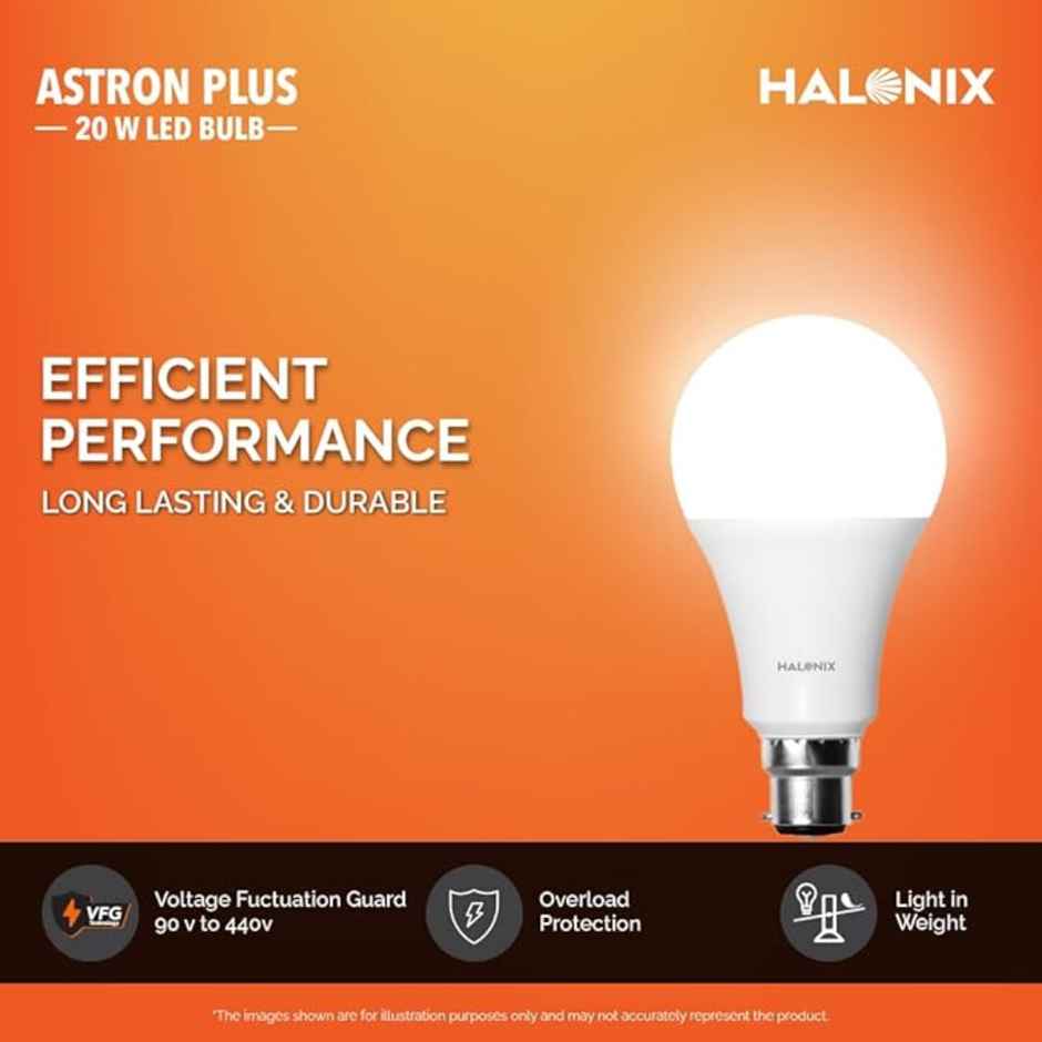 Halonix 20W High Wattage White Led Bulb | B22 Base Holder