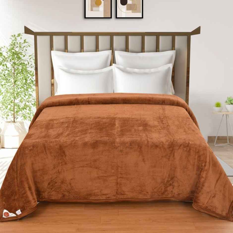 Florida Flannel Blanket for All Season Warm and Super Soft for Double Bed 300 GSM Cinnamon