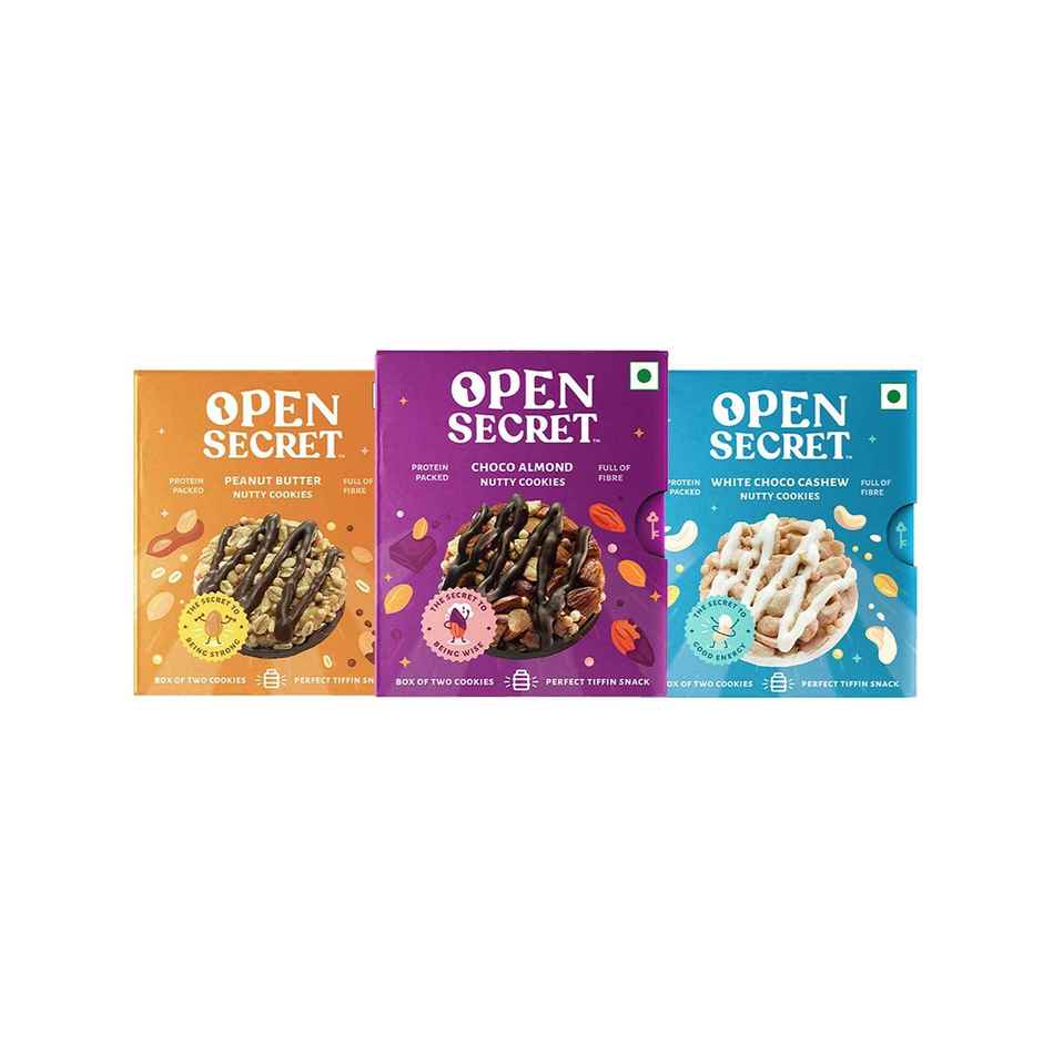 Open Secret Gift Box Dryfruit Chocolate Nutty Cookies With Almonds Cashew & Peanuts