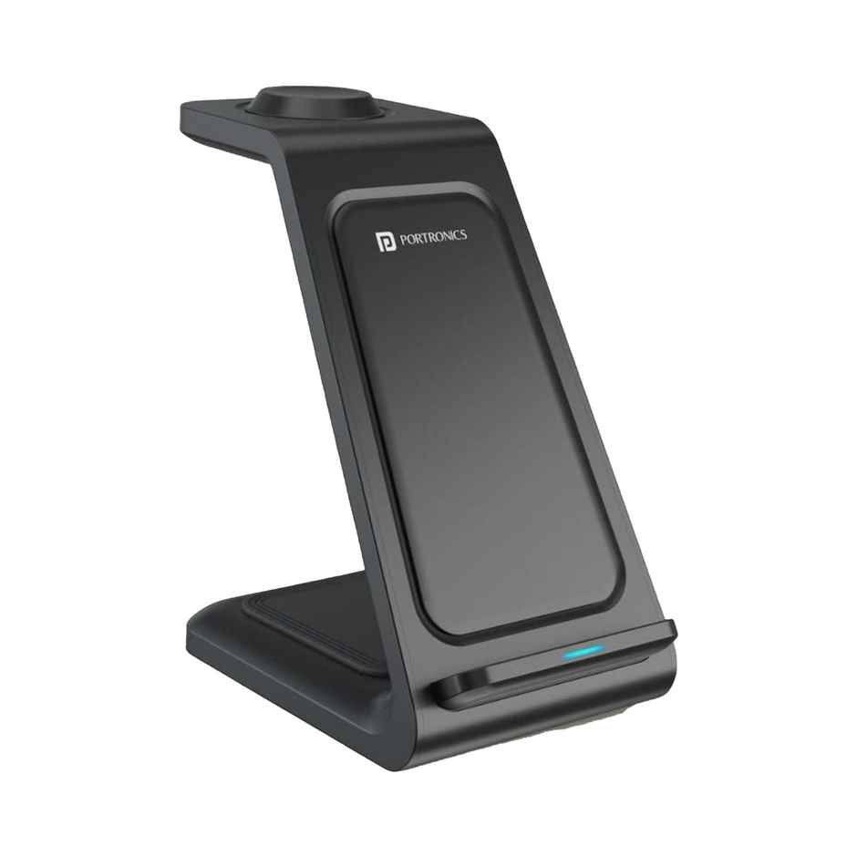 Portronics Freedom Trio 3-In-1 Wireless Charger With 15W Fast Charging - Black