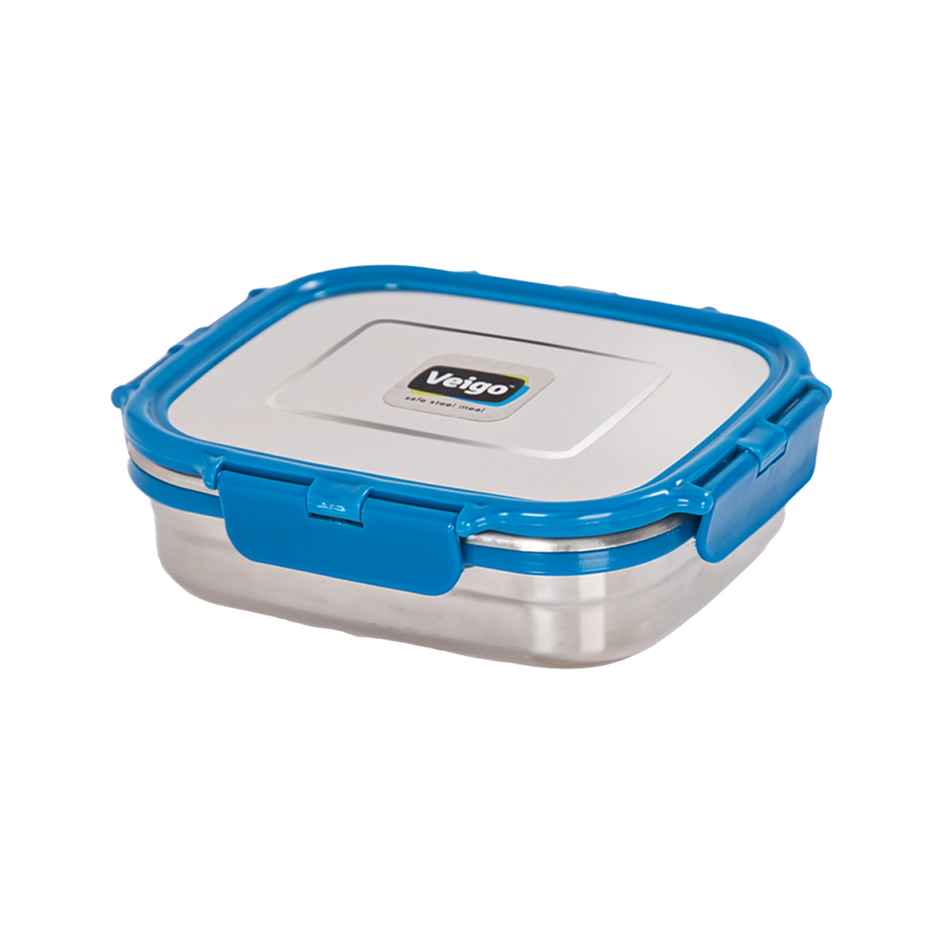 Veigo Large - Stainless Steel Leakproof Lunch Box | 630 ml Compact for Outdoors- Dark Blue