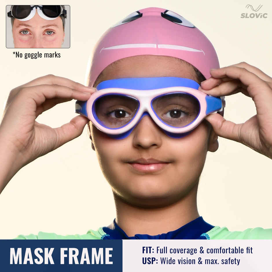 Slovic Kids Swimming Goggles - Anti-Fog with Adjustable Soft Strap | Purple & Pink