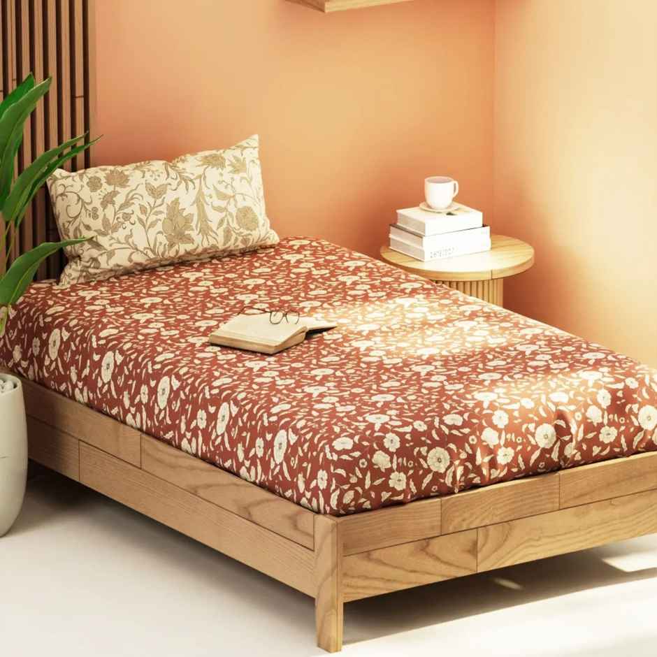 Kopa Extra Smooth Micro Bedsheet With 2 Pillow Covers -3Pc Set (Classic Cotton Feel)Floral-Wildrose