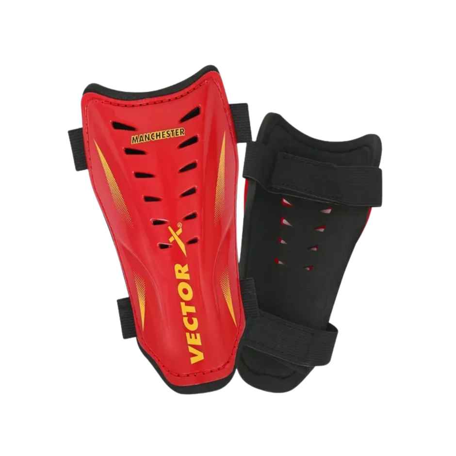 Vector X Manchester Shinguard | Shinguard For Football | Shinguard For Men| Red| Set of 2 | (S/M)