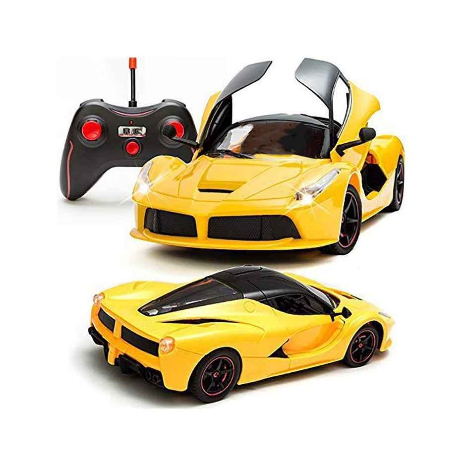 Webby Remote Controlled Rechargeable Super Car with Opening Doors and LED Headlight | Yellow
