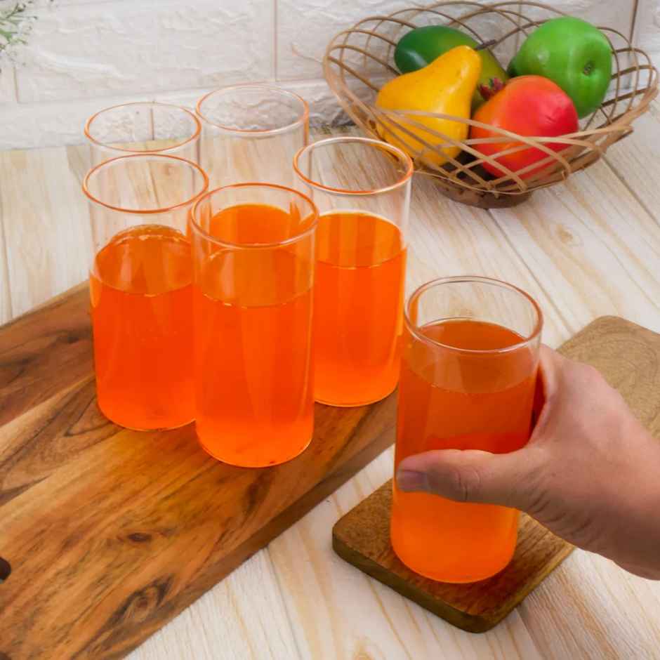 Femora Borosilicate Glass Tumbler Glass Set 300Ml 6 Pcs Microwave Safe