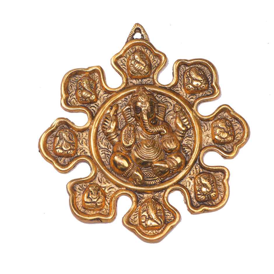 Asthmukhi Ganesh Wall Hanging in Gold Polish | Devnidhi