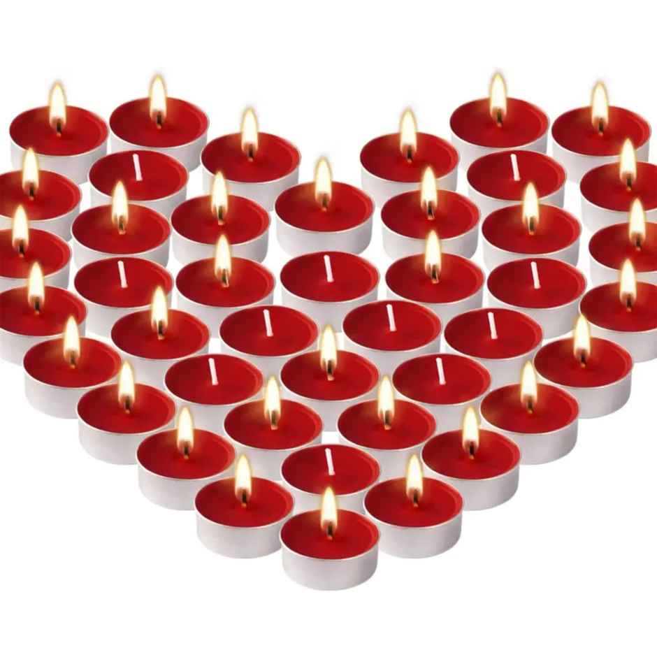 Tea Light Candle | Red | Pack Of 50 | 8 g Each | Samsidhi