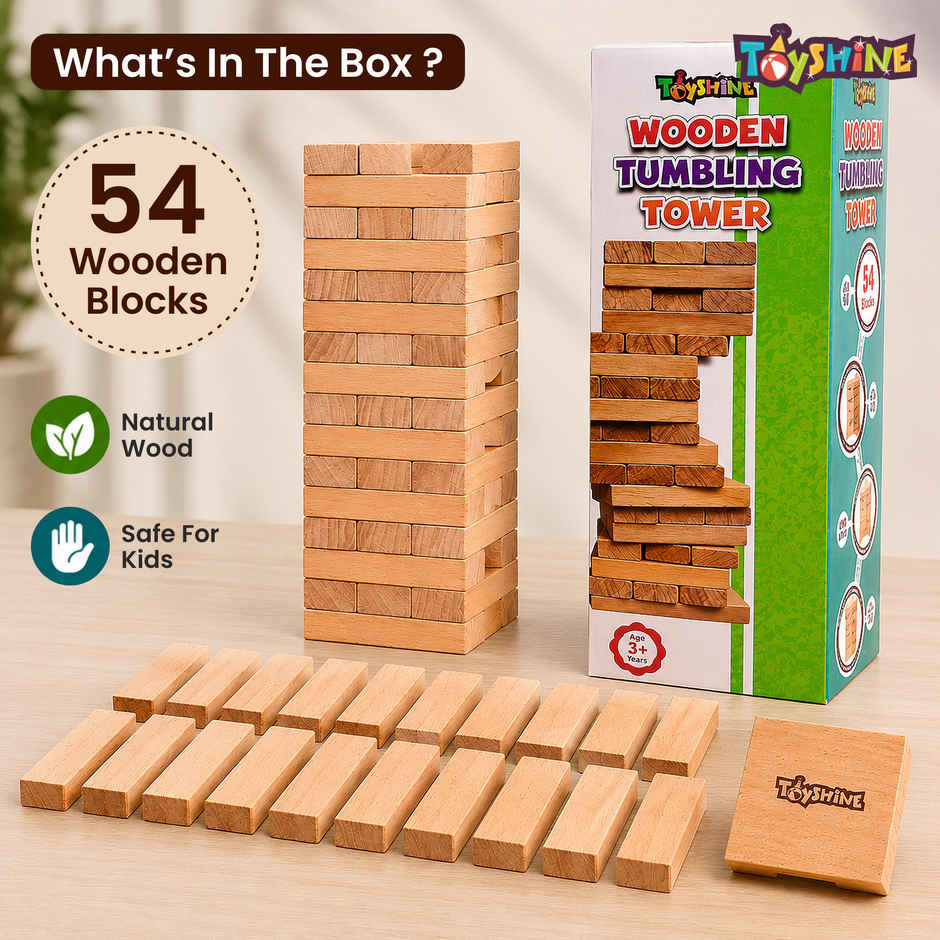 Toyshine Wooden 54 Wooden Building Block Tumbling Tower Party Game