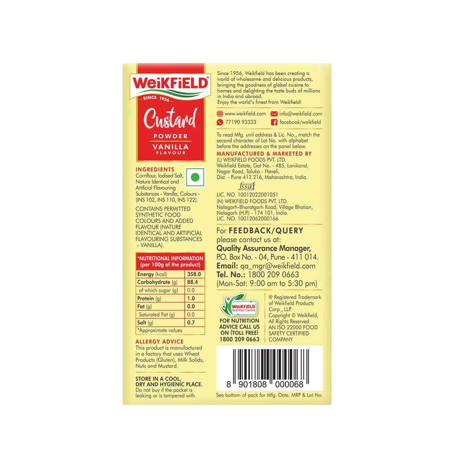 Weikfield Custard Powder Vanilla Flavour Carton