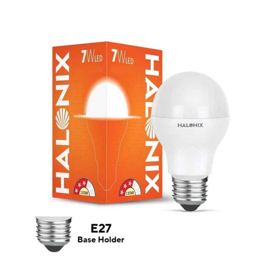 Halonix 7W, Spiral, Warm White LED Bulb | E27 Base Holder Combo