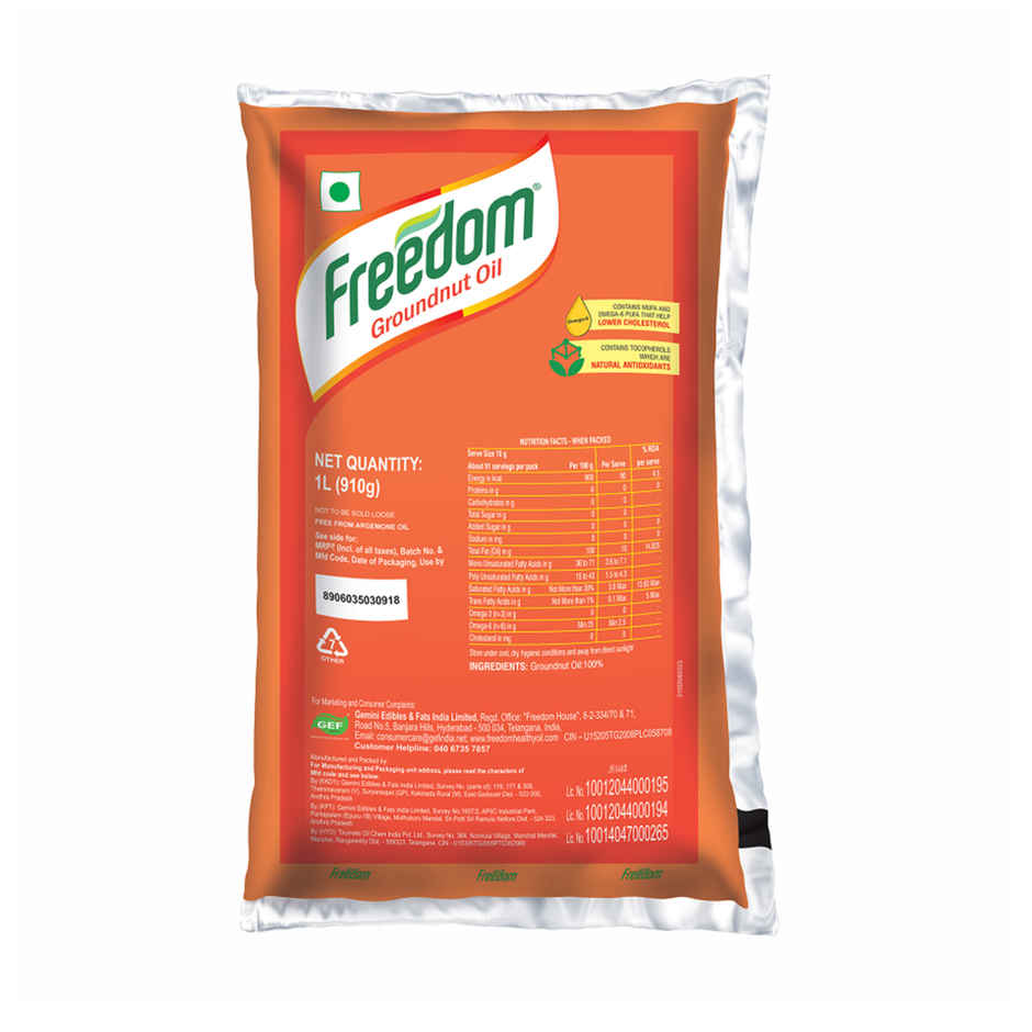 Freedom Double Filtered Groundnut Cooking Oil | Pouch