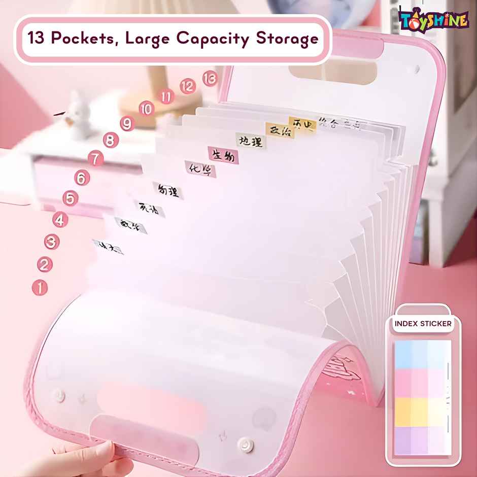 Toyshine Unicorn Theme 12 Pocket Expanding File Folder - Assorted