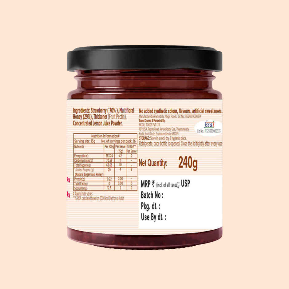 Eatopia Healthy Strawberry Honey Jam (No Refined Sugar & Preservatives )