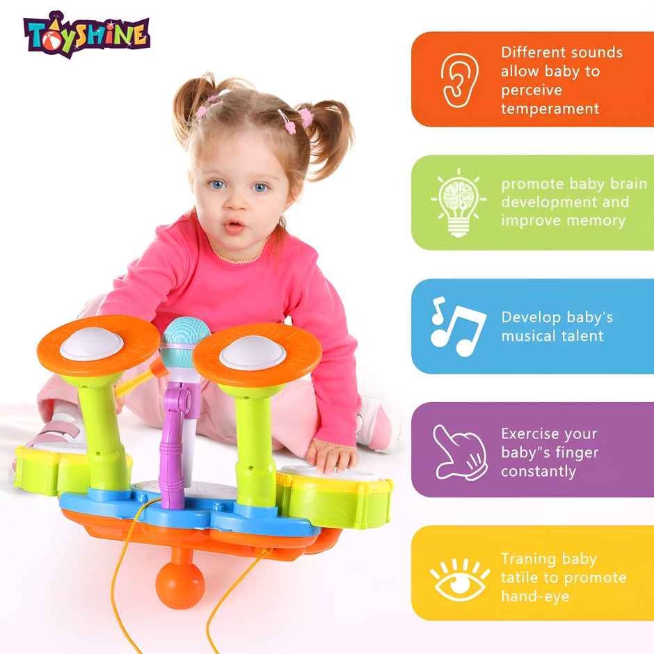 Toyshine Drum Set With Microphone for Kids 3+ | Musical Toy
