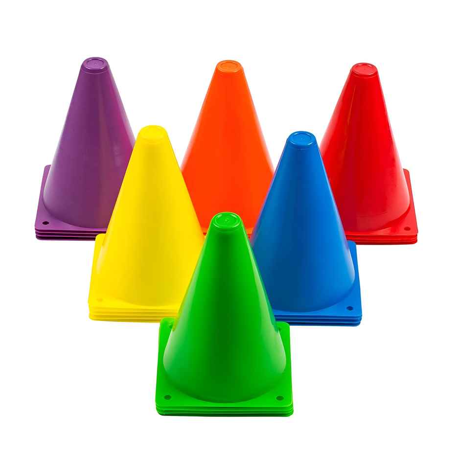 Toyshine 6 Inch Plastic Stacking Cones for Sports Training - Set of 6 | Multicolor