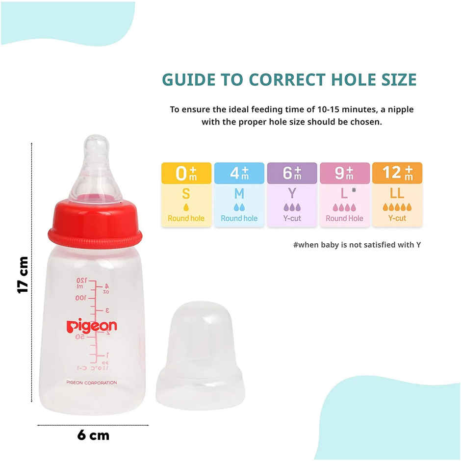 Pigeon Peristaltic Nursing Bottle Kpp 120Ml (Red) Nipple S