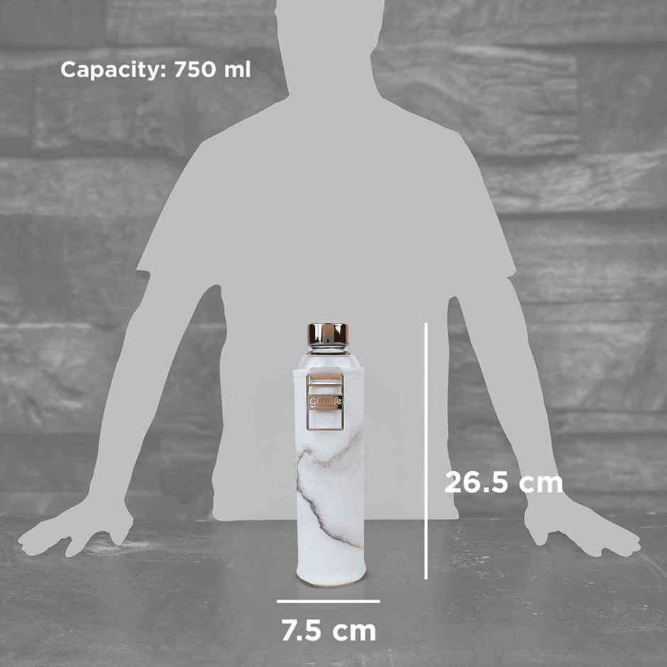Glasafe Vego Sip Borosilicate Glass Bottle With Protective Vegan Sleeve | Coral Peach 750 ml