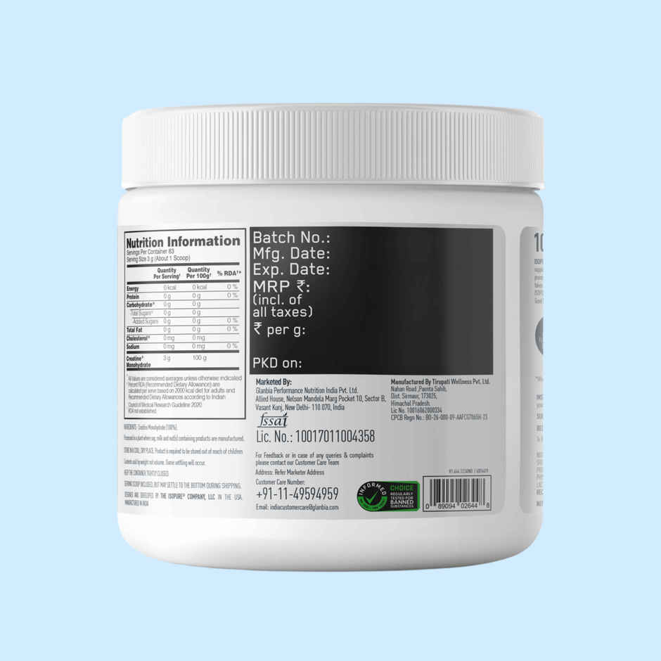 Isopure Creatine Monohydrate Micronized Increase Lean Muscle Mass