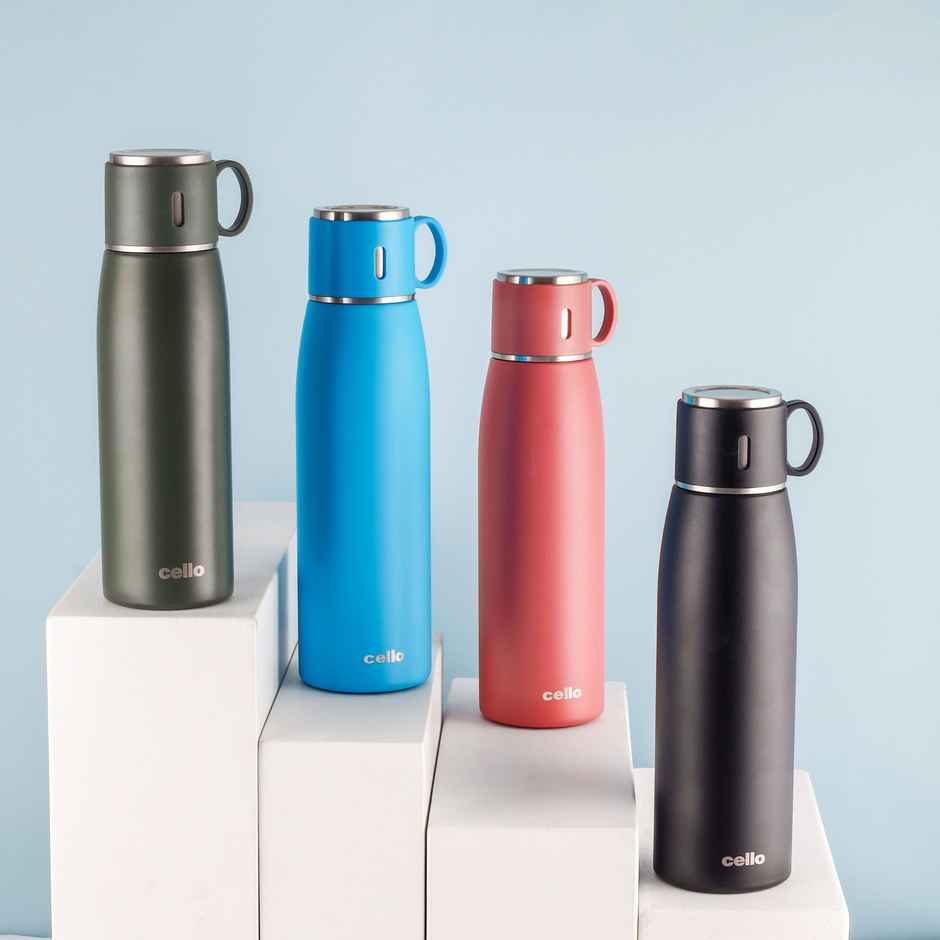 Cello Duro Cup Style Thermosteel Flask | 1 L | Assorted