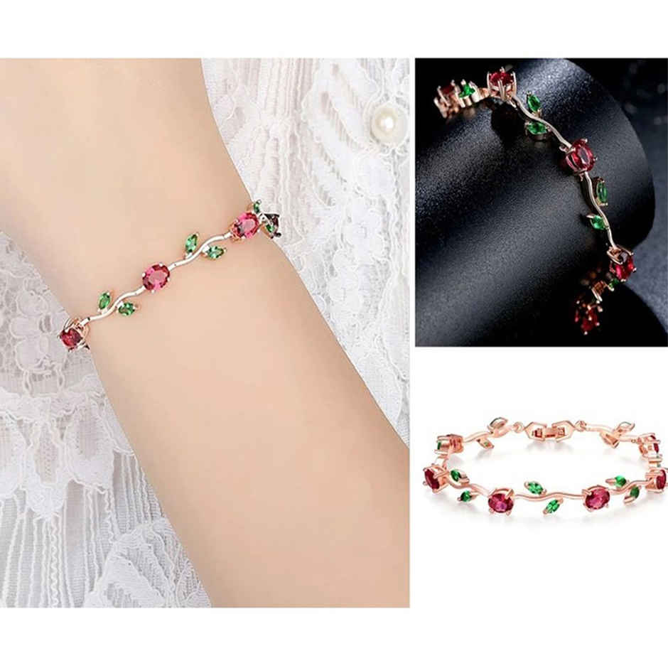 Shining Diva Fashion Multicolour Rose Gold Cubic Zirconia Stylish Bracelet for Women | 9959b