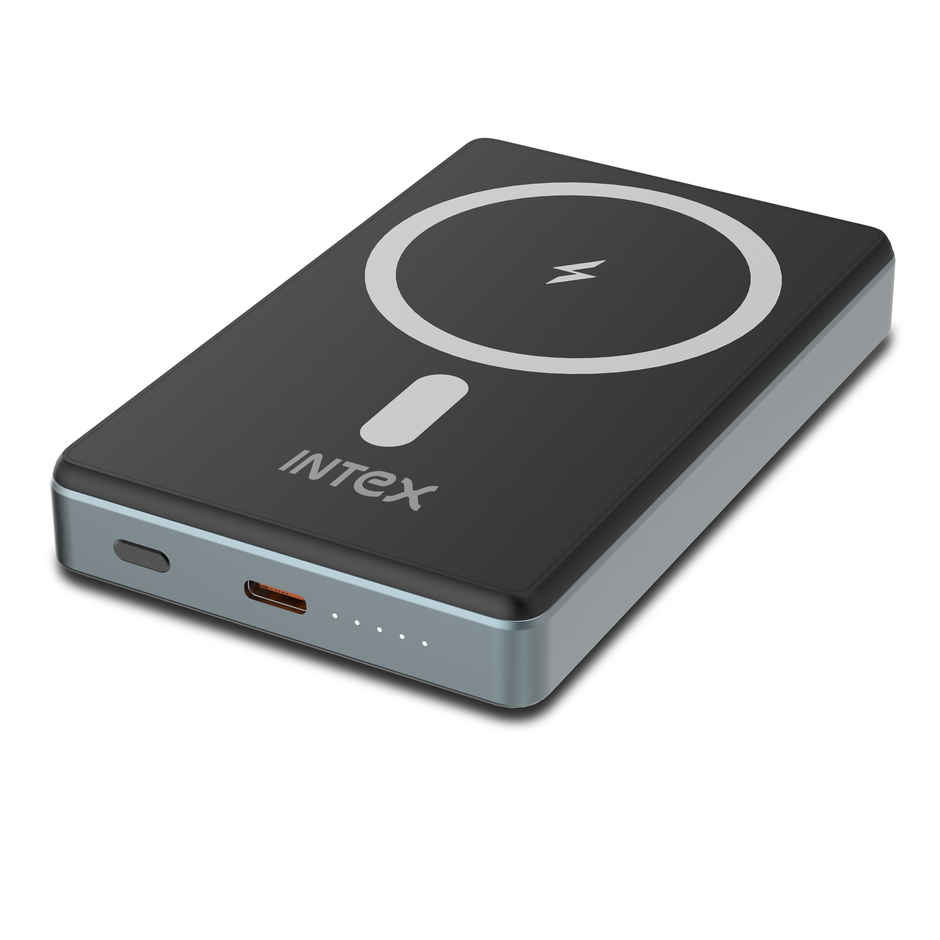 Intex 10000 mAh 15 W Wired & Wireless With MagSafe Pocket Size Power Bank(Lithium Polymer, Fast Charging for Mobile) - Black