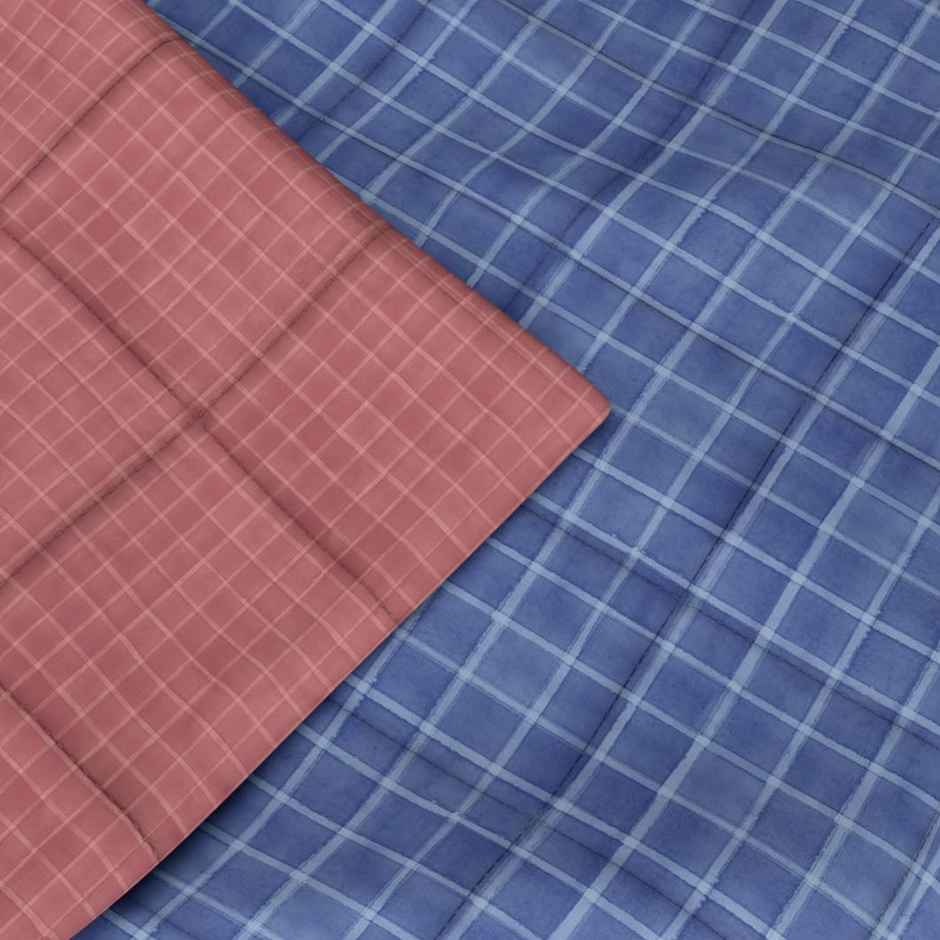 Nautica 100% Premium Cotton Fabric Comforter for All Weather | Double | Ocean Checks | Blue, Coral