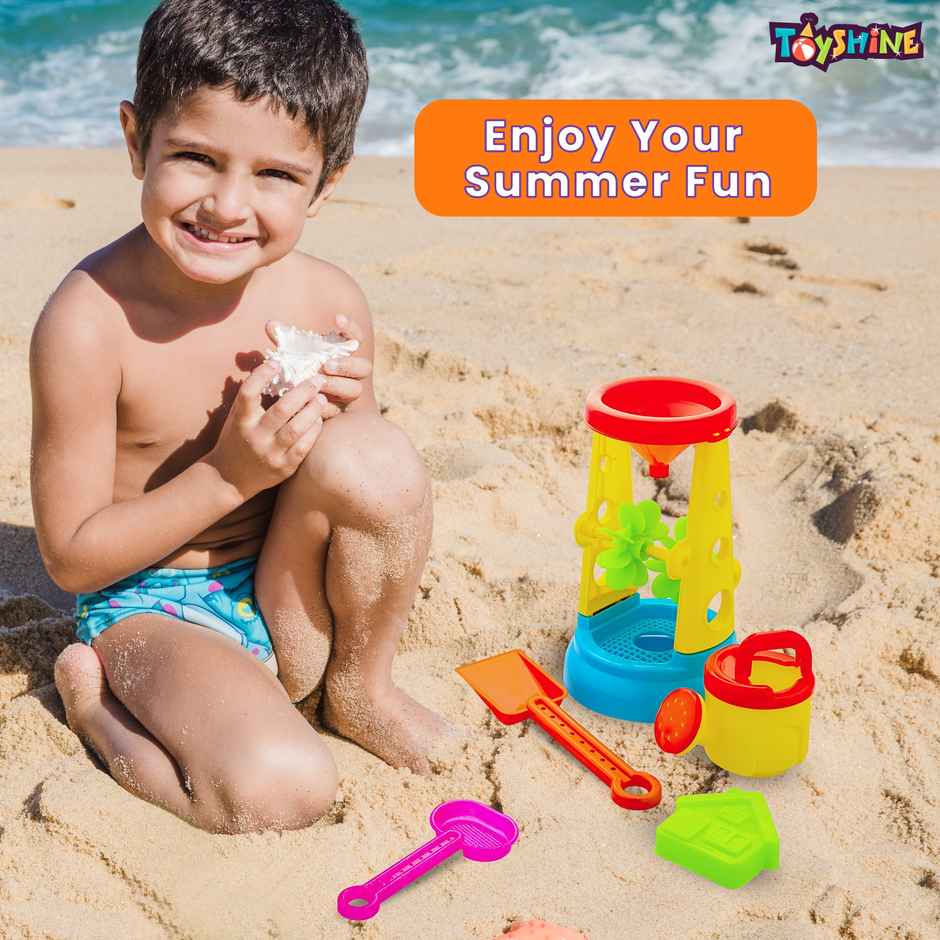 Toyshine 6 Pc Beach Sand Toys Set with Water Wheel - Fun for Toddlers
