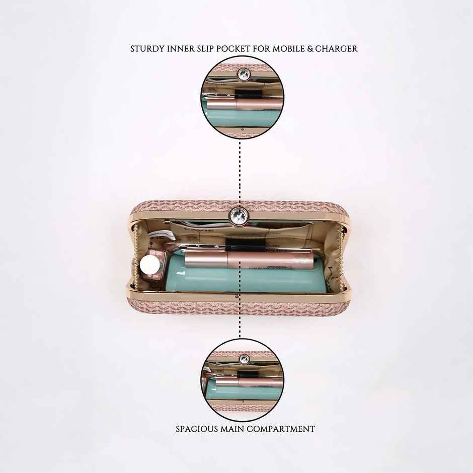 Lavie Women's Sparkle Framed Clutch | Small | Rose Pink (8.5 X 3.6 X 11.5 Cm)