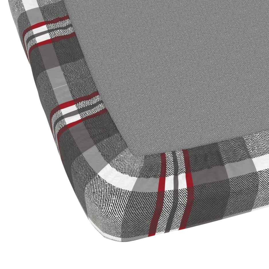 Kopa Extra Smooth Micro Double Bedsheet With 2 Pillow Covers | Set of 3 | Lorenzo Checks | Red Grey