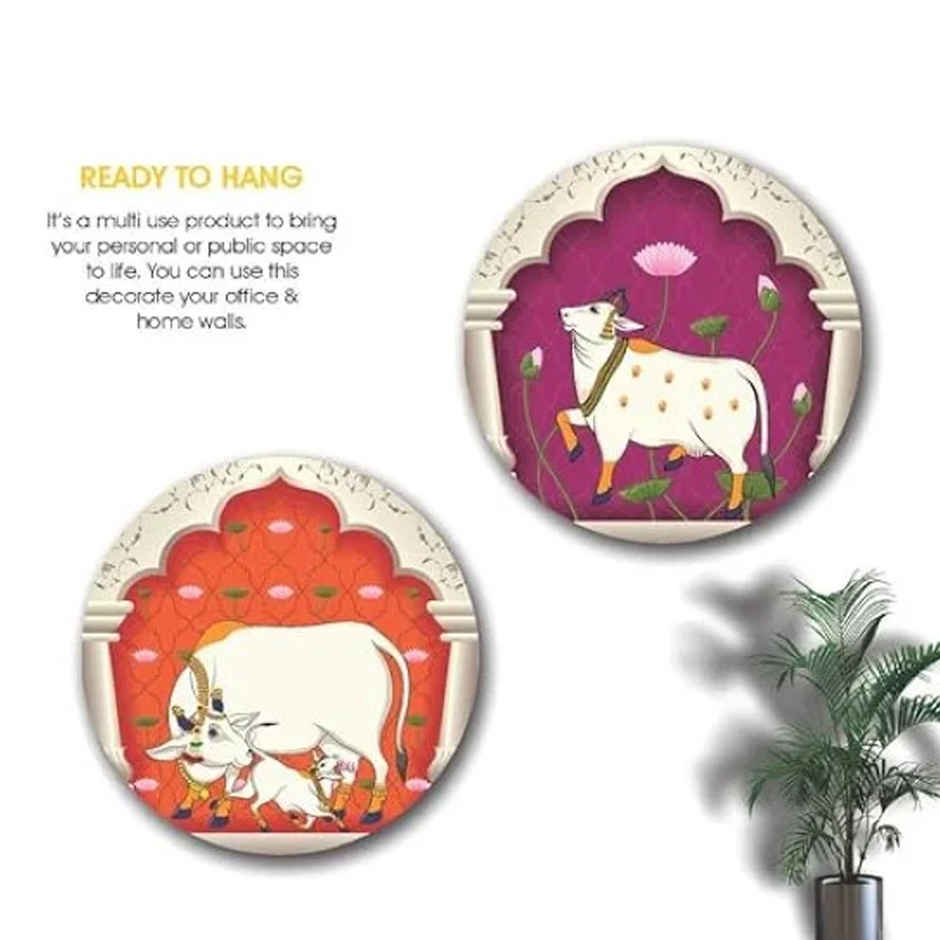 Indianara Set of 2 Beautiful Pichwai Round Shape Wall Painting