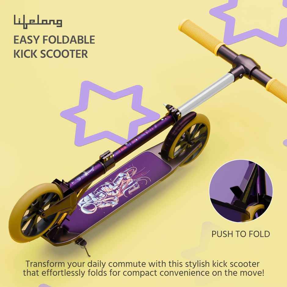 Lifelong Foldable Kids Scooter with 4 Height Settings | Max 120kg | Multicolour
