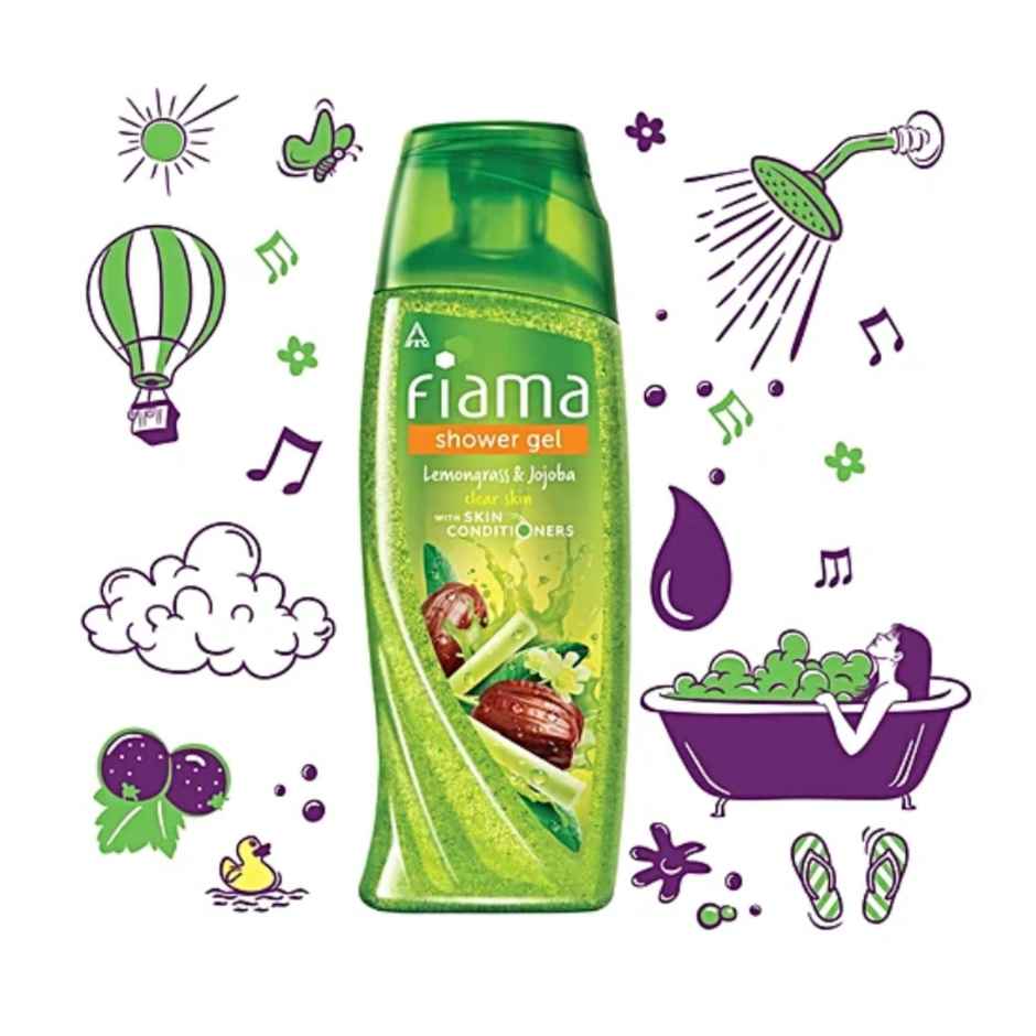 Fiama Body Wash Shower Gel Lemongrass & Jojoba, for Smooth Skin & Gentle Exfoliation