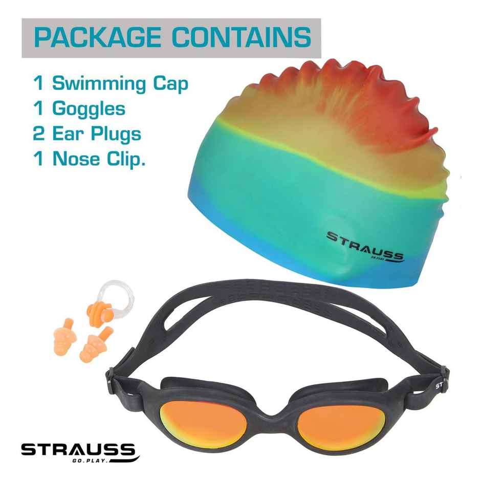 Strauss Swimming Goggles Set | Orange & Green