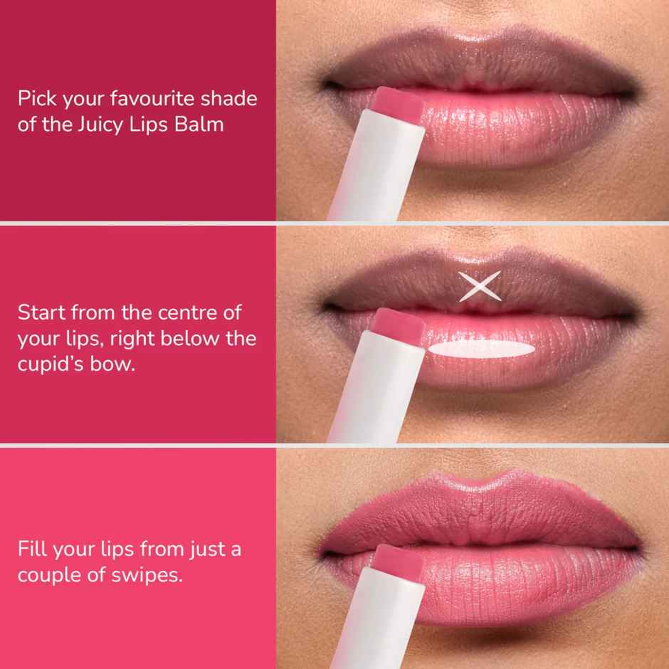 Mila Beaute Tinted Juicy Lip Balms (Pack of 3) | Moisture Lock & SPF 15 - Strawberry | Cherry