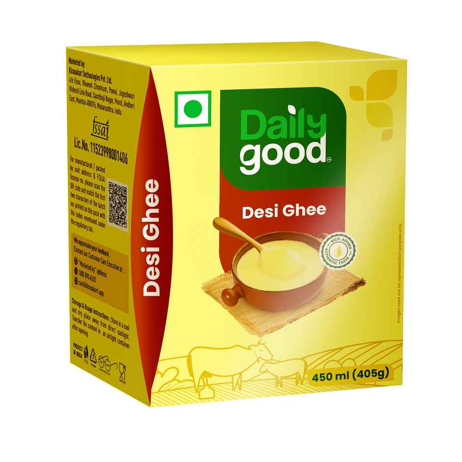 Daily Good Kurnool Sona Masoori Steam Rice(5kg), Daily Good Unpolished Toor / Tur / Arhar Dal(500gms) & Daily Good Desi Ghee(450ml) Combo