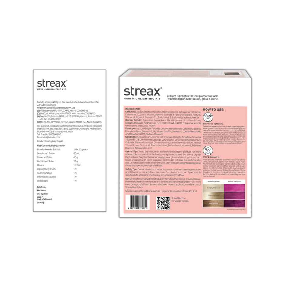 Streax Hair Colour Highlighting Kit Plush Pink For Women