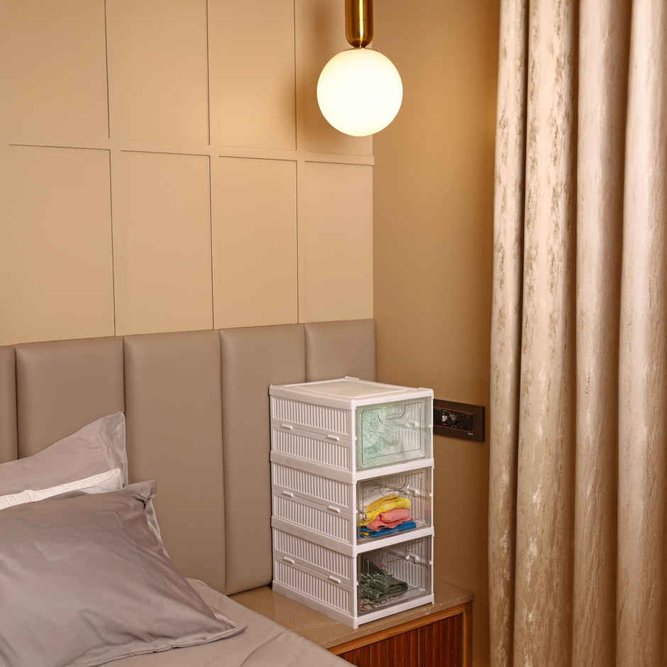 Ambition Foldable Kitchen Organizer Storage Box - Collapsible Kitchen Rack | Clear-door Step-4 - Assorted