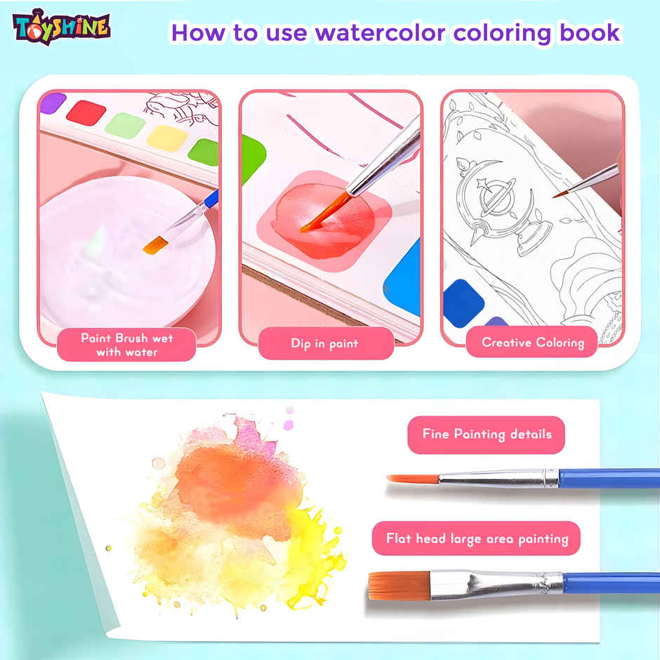 Toyshine Pocket Magic Water Painting Book with Brush Kids Travel Kit | Pink
