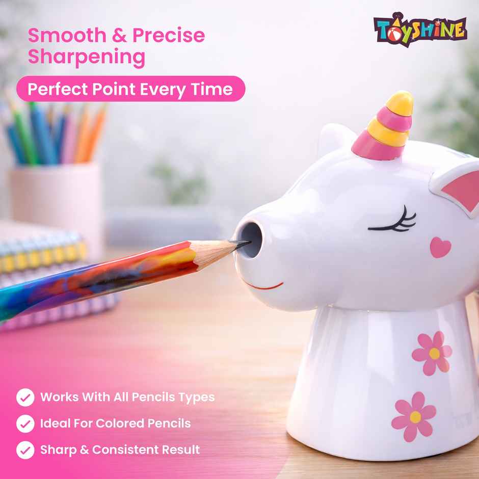 Toyshine Unicorn Pencil Sharpeners Manual for Kids and Artists | White
