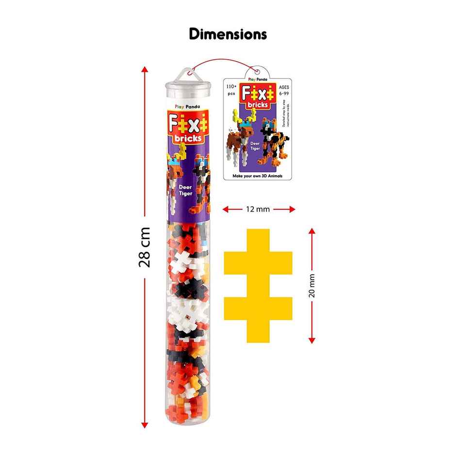Play Panda Fixi Bricks Jungle Tube 3 - Tiger and Deer - With 110 pcs ...