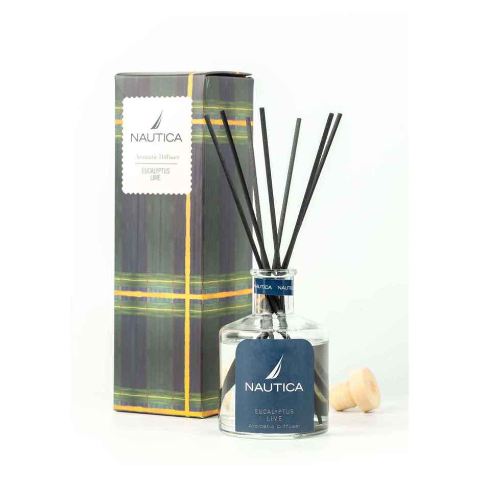 Nautica 100% Natural Aroma Oil Diffuser Set With 7 Reeds 1pc 150 ml Size Eucalyptus Lime-Natural