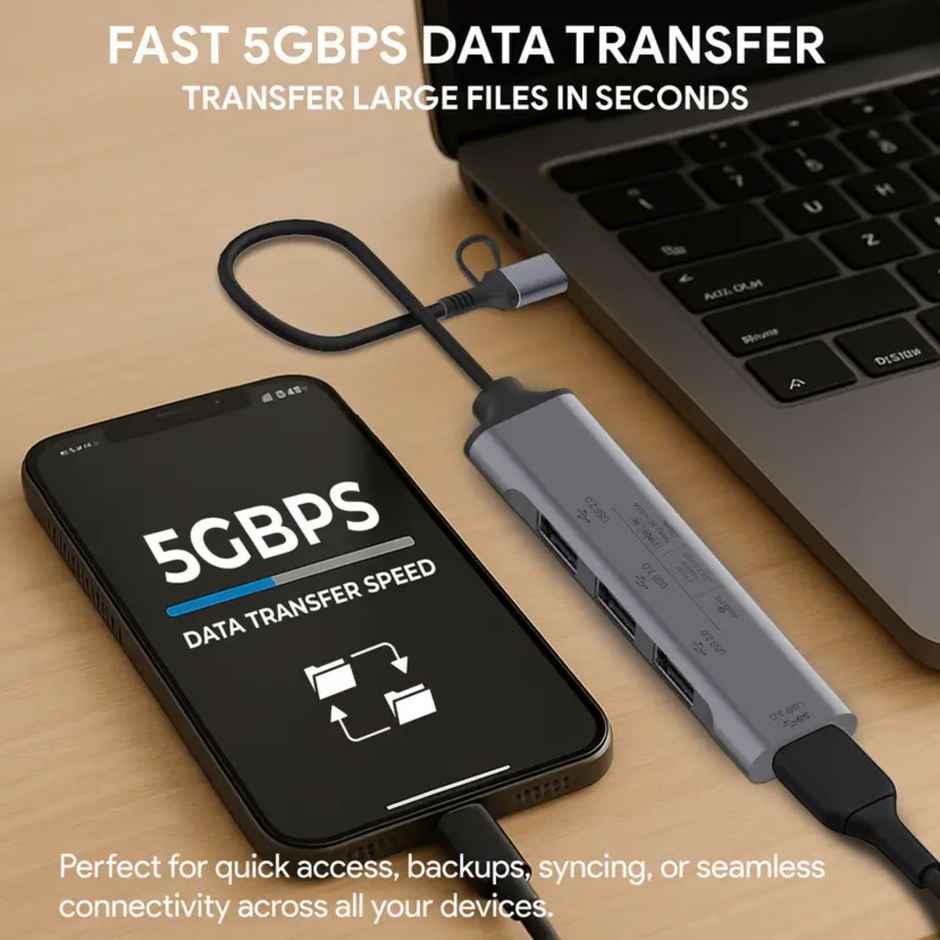 Amkette Usb A+C 4 Port Hybrid Usb 3.0 Hub - Grey