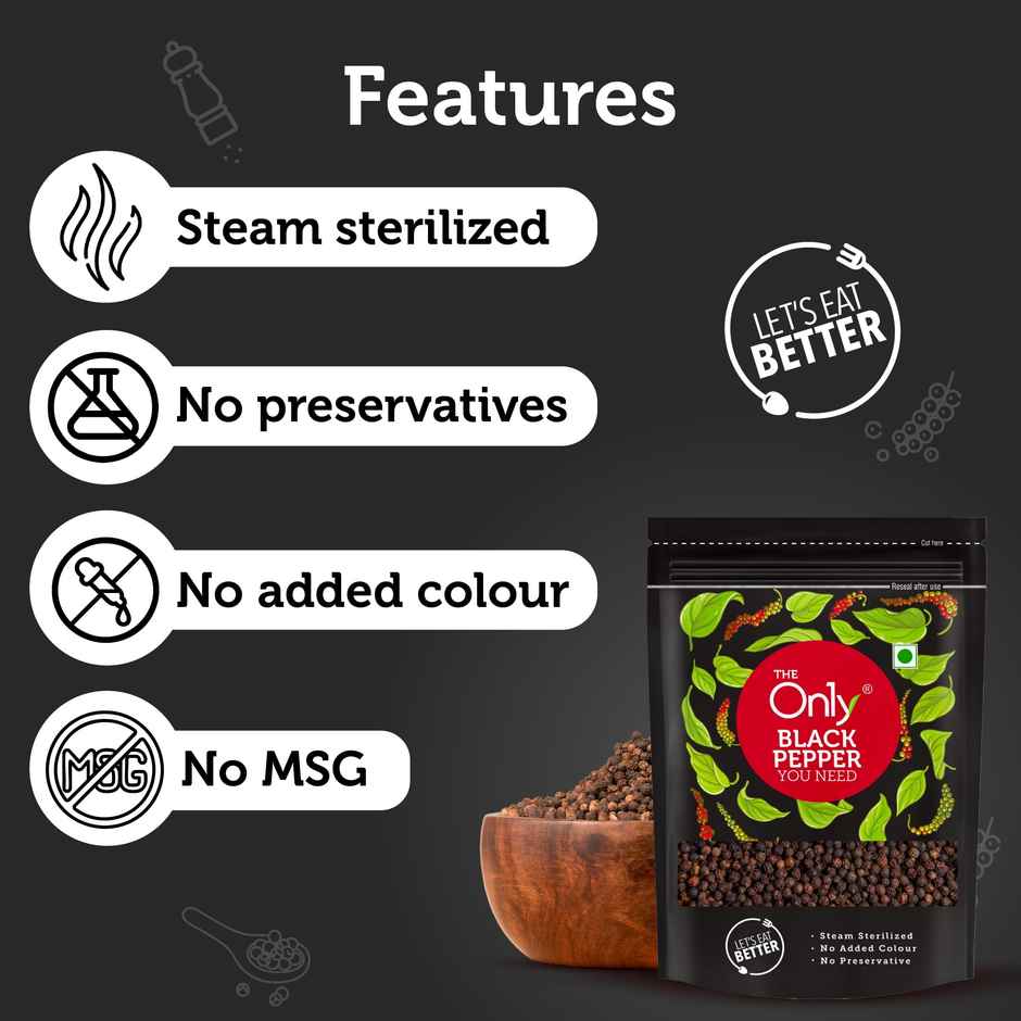 On1y Whole Black Pepper Kali Mirch Sabut