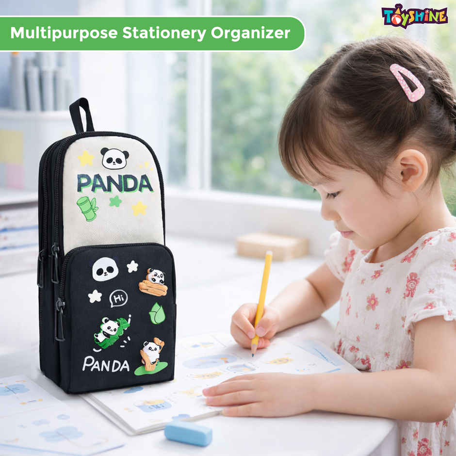 Toyshine Panda EVA Hardtop Pencil Pouch Large Capacity | Black