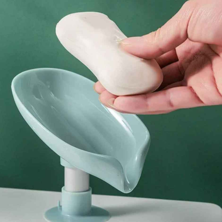 Perpetual Plastic Leaf-Shaped Double Layer Soap Dish Holder for Bathroom & Kitchen